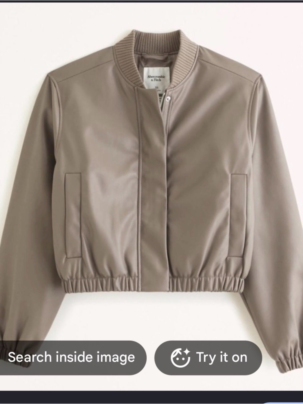 Abercrombie & Fitch Taupe Faux Leather Bomber Jacket - Women's
